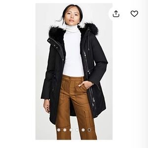 Mackage XXS fur lined midi black coat